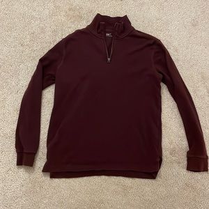 Gap burgundy jersey-knit cotton quarter-zip pullover, size M